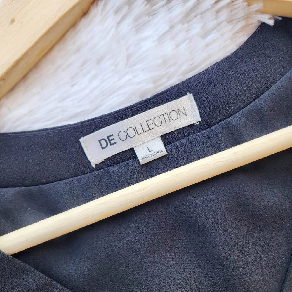 DE Collection Black V-neck Pleated Midi Dress‎